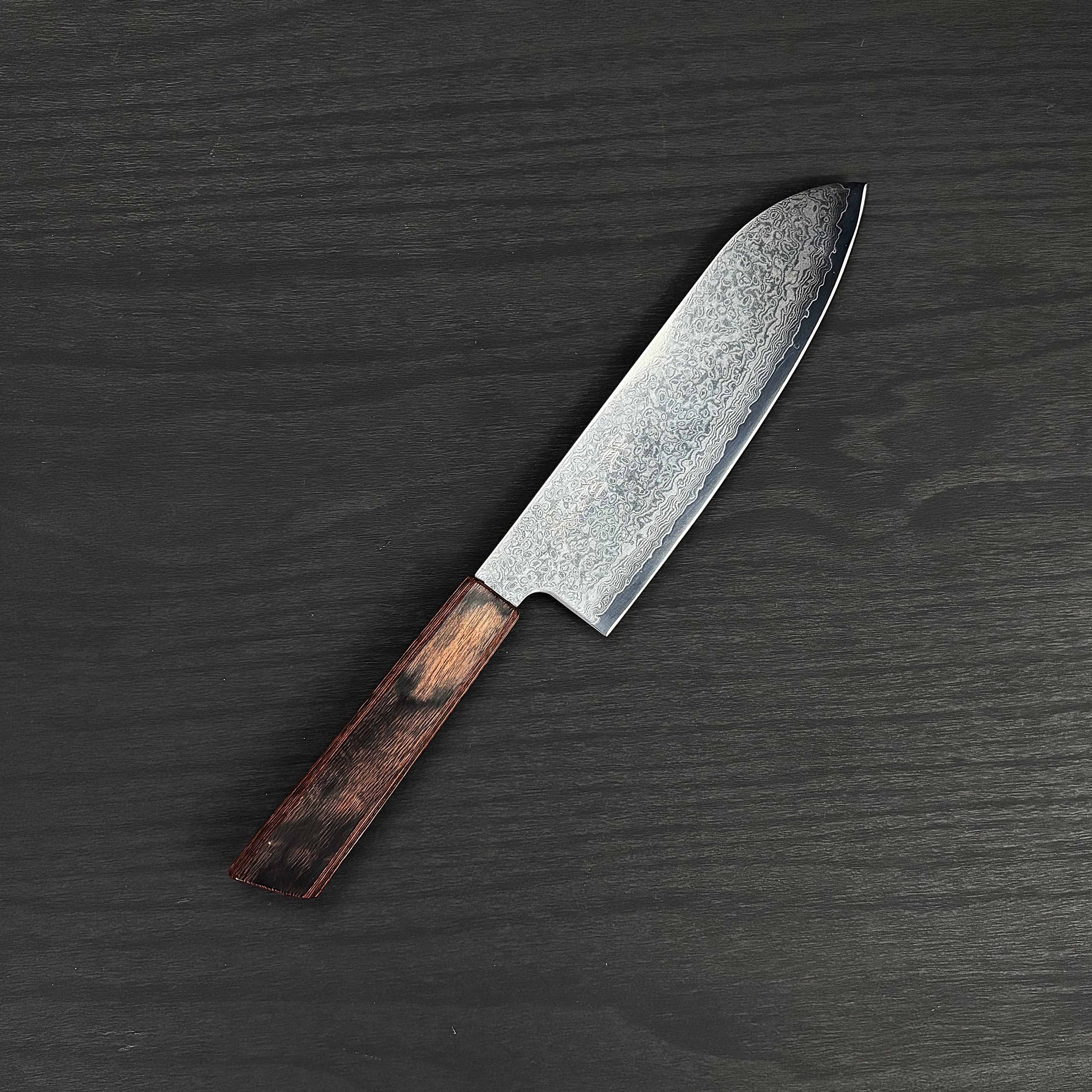 VG10割込 33層ダマスカス 三徳170mm 八角茶柄